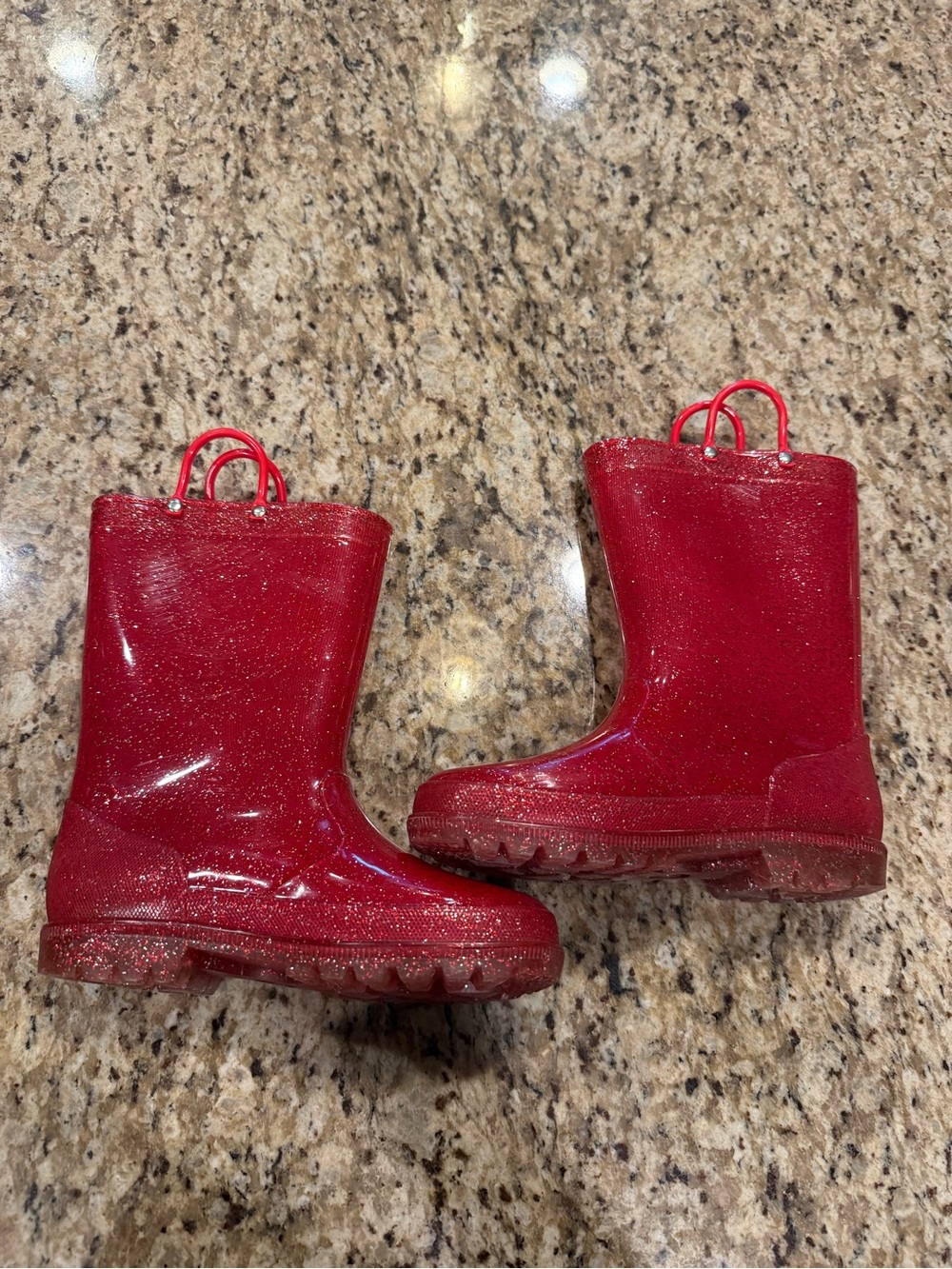 Amazon Kids Red Glitter Rain & Snow Boots